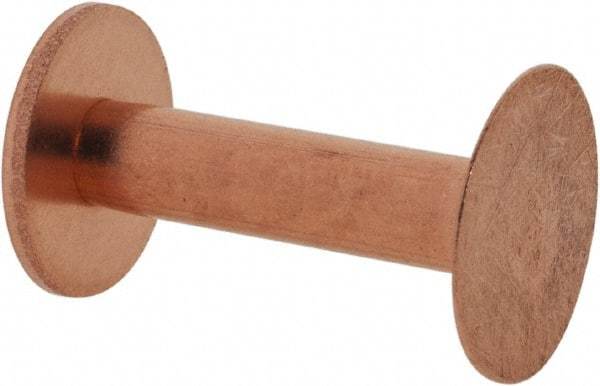 Made in USA - #8 Wire Body Diam, Flat Copper Belt Rivet with Washer - 7/8" Length Under Head, 1/2" Head Diam - USA Tool & Supply