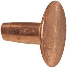 Made in USA - #10 Wire Body Diam, Flat Copper Belt Rivet with Washer - 3/8" Length Under Head, 7/16" Head Diam - USA Tool & Supply