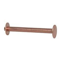 Made in USA - #12 Wire Body Diam, Flat Copper Belt Rivet with Washer - 1-1/2" Length Under Head, 3/8" Head Diam - USA Tool & Supply