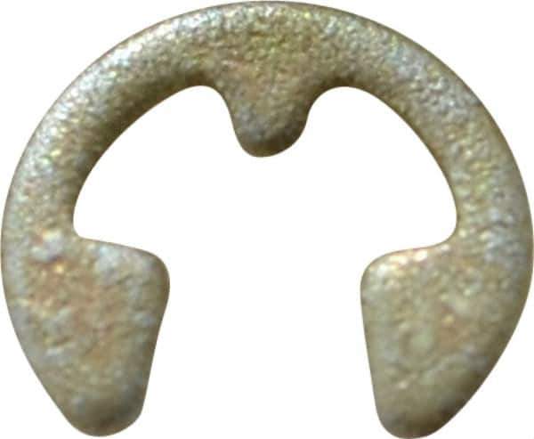 Rotor Clip - 0.074" Groove Diam, 3/32" Shaft Diam, Zinc Yellow Dichromate Steel, E Style External Retaining Rings - 0.02" Groove Width, 0.01" Groove Depth, 0.015" Ring Thickness, Grade 1060-1090 - USA Tool & Supply