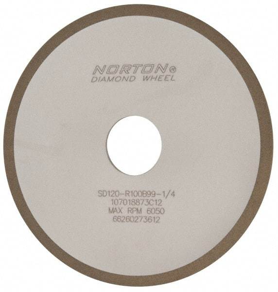 Norton - 6" Diam x 1-1/4" Hole x 1/8" Thick, 120 Grit Surface Grinding Wheel - Diamond, Type 1A1, Fine Grade, Resinoid Bond - USA Tool & Supply