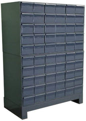 Durham - 60 Bin Drawer Cabinet System - 17-1/4 Inch Overall Depth x 48 Inch Overall Height, Gray Steel Bins - USA Tool & Supply