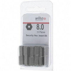 Wiha - 8mm Hex Screwdriver Bit - 1/4" Drive, 1" OAL - USA Tool & Supply