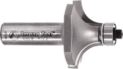 Amana Tool - 1-1/2" Cut Diam, 3/4" Length of Cut, 2 Flute Round-Over Edge Profile Router Bit - Carbide-Tipped, 1/2" Shank Diam, 2-5/8" OAL, Uncoated - USA Tool & Supply