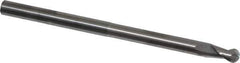 SGS - 1/4" Diam, 3/8" LOC, 2 Flute Solid Carbide Ball End Mill - Uncoated, Single End, 4" OAL, 1/4" Shank Diam, Spiral Flute - USA Tool & Supply