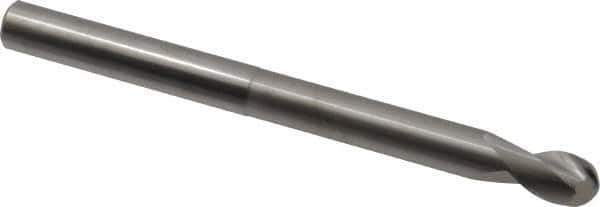 SGS - 1/2" Diam, 5/8" LOC, 2 Flute Solid Carbide Ball End Mill - Uncoated, Single End, 6" OAL, 1/2" Shank Diam, Spiral Flute - USA Tool & Supply