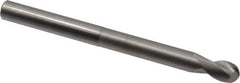 SGS - 1/2" Diam, 5/8" LOC, 2 Flute Solid Carbide Ball End Mill - Uncoated, Single End, 6" OAL, 1/2" Shank Diam, Spiral Flute - USA Tool & Supply