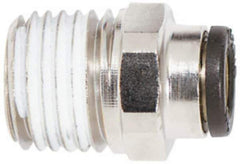 Coilhose Pneumatics - 3/8" OD, 1/4 NPT, Glass Reinforced Nylon/Nickel Plated Brass Push-to-Connect Male Connector - 225 Max psi, Tube to Male NPT - USA Tool & Supply