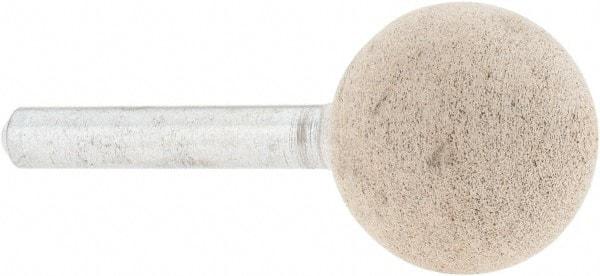 Cratex - 1" Head Diam x 1" Thickness, A25, Ball End, Aluminum Oxide Mounted Point - Medium Grade, 80 Grit, 22,120 RPM - USA Tool & Supply