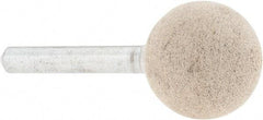 Cratex - 1" Head Diam x 1" Thickness, A25, Ball End, Aluminum Oxide Mounted Point - Medium Grade, 80 Grit, 22,120 RPM - USA Tool & Supply