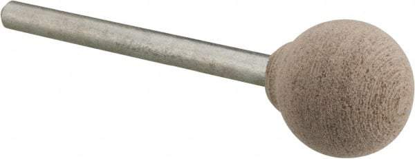 Cratex - 1/2" Head Diam x 1/2" Thickness, B121, Ball End, Aluminum Oxide Mounted Point - Fine Grade, 120 Grit, 21,000 RPM - USA Tool & Supply