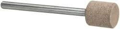 Cratex - 3/8" Head Diam x 3/8" Thickness, W175, Cylinder End, Aluminum Oxide Mounted Point - Medium Grade, 80 Grit, 24,150 RPM - USA Tool & Supply