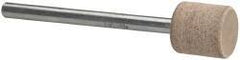 Cratex - 3/8" Head Diam x 3/8" Thickness, W175, Cylinder End, Aluminum Oxide Mounted Point - Fine Grade, 120 Grit, 24,150 RPM - USA Tool & Supply