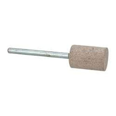 Cratex - 1/2" Head Diam x 3/4" Thickness, W186, Cylinder End, Aluminum Oxide Mounted Point - Medium Grade, 80 Grit, 12,750 RPM - USA Tool & Supply