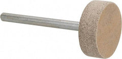 Cratex - 3/4" Head Diam x 1/4" Thickness, W201, Cylinder End, Aluminum Oxide Mounted Point - Medium Grade, 80 Grit, 17,400 RPM - USA Tool & Supply