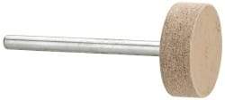 Cratex - 3/4" Head Diam x 1/4" Thickness, W201, Cylinder End, Aluminum Oxide Mounted Point - Fine Grade, 120 Grit, 17,400 RPM - USA Tool & Supply