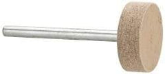 Cratex - 3/4" Head Diam x 1/4" Thickness, W201, Cylinder End, Aluminum Oxide Mounted Point - Fine Grade, 120 Grit, 17,400 RPM - USA Tool & Supply