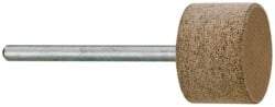 Cratex - 3/4" Head Diam x 1/2" Thickness, W203, Cylinder End, Aluminum Oxide Mounted Point - Medium Grade, 80 Grit, 15,750 RPM - USA Tool & Supply