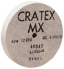 Cratex - 2" Diam x 1/4" Hole x 1/16" Thick, 54 Grit Surface Grinding Wheel - Aluminum Oxide, Type 1, Coarse Grade, 27,120 Max RPM, No Recess - USA Tool & Supply