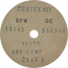 Cratex - 2" Diam x 1/4" Hole x 1/8" Thick, 80 Grit Surface Grinding Wheel - Aluminum Oxide, Type 1, Medium Grade, 18,145 Max RPM, No Recess - USA Tool & Supply