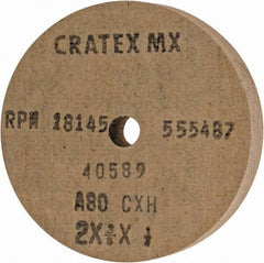 Cratex - 2" Diam x 1/4" Hole x 3/8" Thick, 80 Grit Surface Grinding Wheel - Aluminum Oxide, Type 1, Medium Grade, 18,145 Max RPM, No Recess - USA Tool & Supply