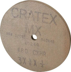 Cratex - 3" Diam x 1/4" Hole x 1/8" Thick, 80 Grit Surface Grinding Wheel - Aluminum Oxide, Type 1, Medium Grade, 12,095 Max RPM, No Recess - USA Tool & Supply