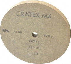 Cratex - 6" Diam x 1/2" Hole x 1/2" Thick, 80 Grit Surface Grinding Wheel - Aluminum Oxide, Type 1, Medium Grade, 6,050 Max RPM, No Recess - USA Tool & Supply