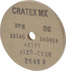 Cratex - 2" Diam x 1/4" Hole x 1/8" Thick, 120 Grit Surface Grinding Wheel - Aluminum Oxide, Type 1, Fine Grade, 18,145 Max RPM, No Recess - USA Tool & Supply