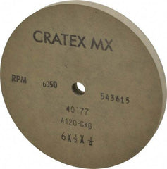 Cratex - 6" Diam x 1/2" Hole x 1/2" Thick, 120 Grit Surface Grinding Wheel - Aluminum Oxide, Type 1, Fine Grade, 6,050 Max RPM, No Recess - USA Tool & Supply
