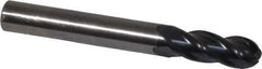 OSG - 8mm Diam, 21mm LOC, 4 Flute Solid Carbide Ball End Mill - TiAlN Finish, Single End, 64mm OAL, 8mm Shank Diam, Spiral Flute - USA Tool & Supply