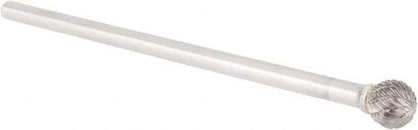 OSG - 1/2" Cut Diam, 1/4" Shank Diam, Ball Head Burr - Carbide, Radius End, 1/2" LOC, 6" OAL - USA Tool & Supply