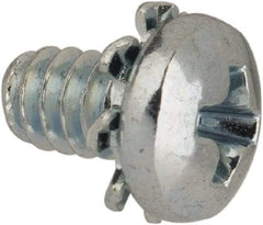 Value Collection - #4-40 UNC, 3/16" Length Under Head Phillips Drive Machine Screw - Pan Head, Grade J82 Steel, Zinc-Plated Finish, External Tooth - USA Tool & Supply