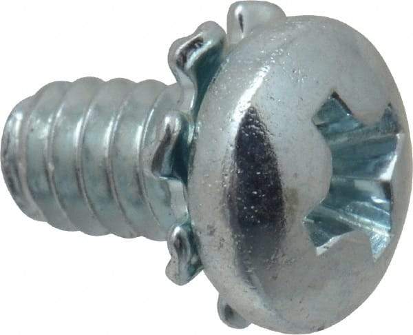 Value Collection - #6-32 UNC, 1/4" Length Under Head Phillips Drive Machine Screw - Pan Head, Grade J82 Steel, Zinc-Plated Finish, External Tooth - USA Tool & Supply
