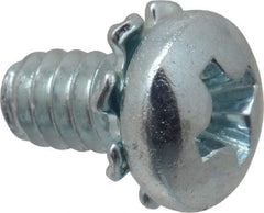 Value Collection - #6-32 UNC, 1/4" Length Under Head Phillips Drive Machine Screw - Pan Head, Grade J82 Steel, Zinc-Plated Finish, External Tooth - USA Tool & Supply