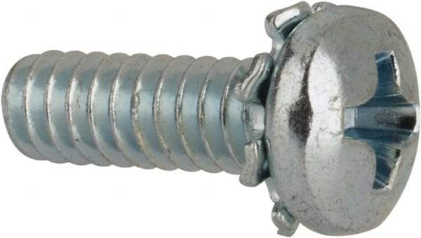 Value Collection - #6-32 UNC, 7/16" Length Under Head Phillips Drive Machine Screw - Pan Head, Grade J82 Steel, Zinc-Plated Finish, External Tooth - USA Tool & Supply