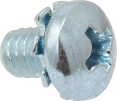 Value Collection - #8-32 UNC, 1/4" Length Under Head Phillips Drive Machine Screw - Pan Head, Grade J82 Steel, Zinc-Plated Finish, External Tooth - USA Tool & Supply