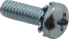 Value Collection - #8-32 UNC, 1/2" Length Under Head Phillips Drive Machine Screw - Pan Head, Grade J82 Steel, Zinc-Plated Finish, External Tooth - USA Tool & Supply