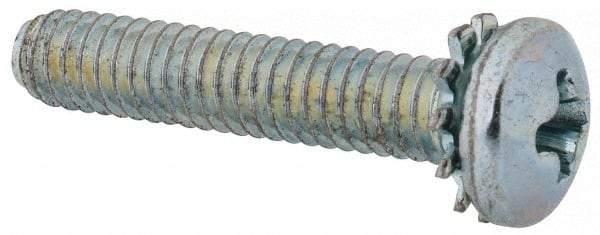 Value Collection - #8-32 UNC, 7/8" Length Under Head Phillips Drive Machine Screw - Pan Head, Grade J82 Steel, Zinc-Plated Finish, External Tooth - USA Tool & Supply