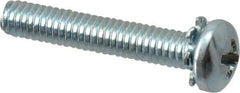 Value Collection - #8-32 UNC, 1" Length Under Head Phillips Drive Machine Screw - Pan Head, Grade J82 Steel, Zinc-Plated Finish, External Tooth - USA Tool & Supply