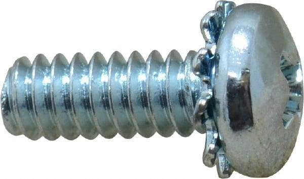 Value Collection - #10-24 UNC, 1/2" Length Under Head Phillips Drive Machine Screw - Pan Head, Grade J82 Steel, Zinc-Plated Finish, External Tooth - USA Tool & Supply