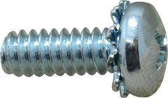 Value Collection - #10-24 UNC, 1/2" Length Under Head Phillips Drive Machine Screw - Pan Head, Grade J82 Steel, Zinc-Plated Finish, External Tooth - USA Tool & Supply