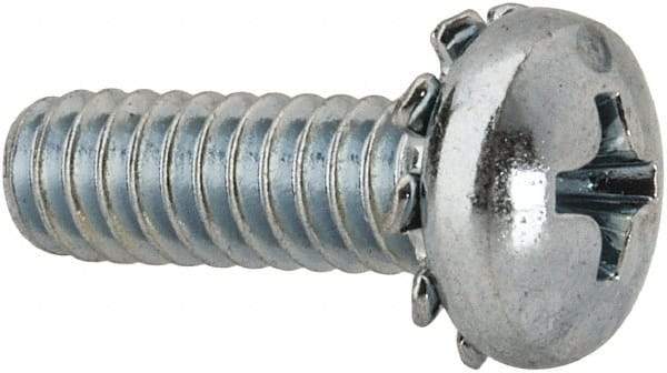 Value Collection - #10-24 UNC, 5/8" Length Under Head Phillips Drive Machine Screw - Pan Head, Grade J82 Steel, Zinc-Plated Finish, External Tooth - USA Tool & Supply
