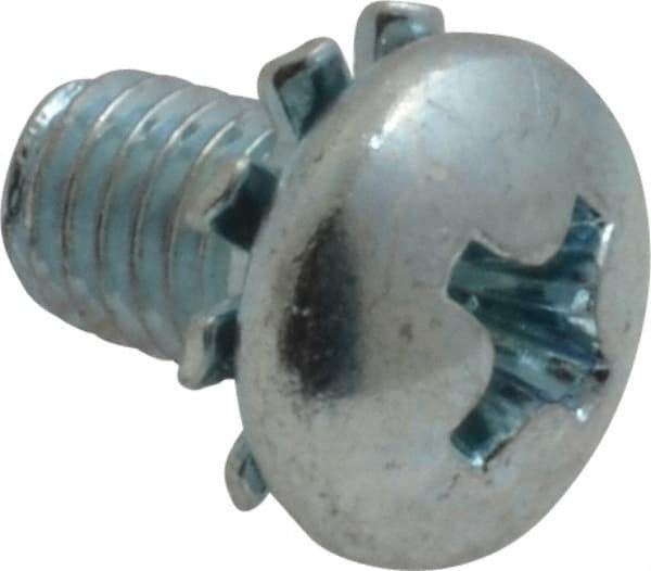 Value Collection - #10-32 UNF, 5/16" Length Under Head Phillips Drive Machine Screw - Pan Head, Grade J82 Steel, Zinc-Plated Finish, External Tooth - USA Tool & Supply