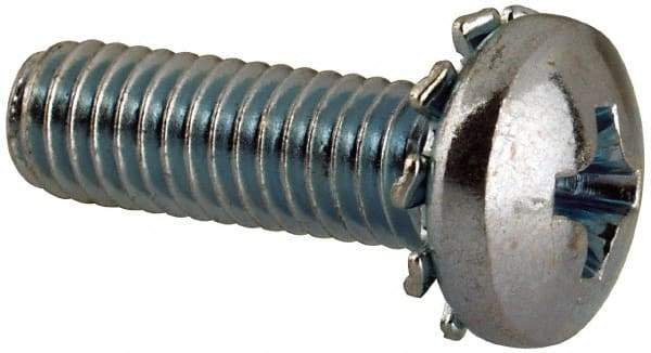Value Collection - #10-32 UNF, 5/8" Length Under Head Phillips Drive Machine Screw - Pan Head, Grade J82 Steel, Zinc-Plated Finish, External Tooth - USA Tool & Supply