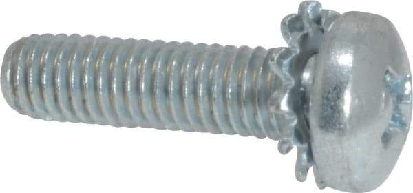 Value Collection - #10-32 UNF, 3/4" Length Under Head Phillips Drive Machine Screw - Pan Head, Grade J82 Steel, Zinc-Plated Finish, External Tooth - USA Tool & Supply