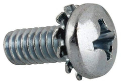 Value Collection - 1/4-20 UNC, 5/8" Length Under Head Phillips Drive Machine Screw - Pan Head, Grade J82 Steel, Zinc-Plated Finish, External Tooth - USA Tool & Supply
