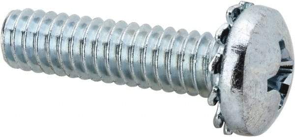 Value Collection - 1/4-20 UNC, 1" Length Under Head Phillips Drive Machine Screw - Pan Head, Grade J82 Steel, Zinc-Plated Finish, External Tooth - USA Tool & Supply