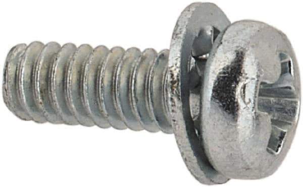 Value Collection - #2-56 UNC, 1/4" Length Under Head Phillips Drive Machine Screw - Pan Head, Grade J82 Steel, Zinc-Plated Finish, Internal Tooth - USA Tool & Supply