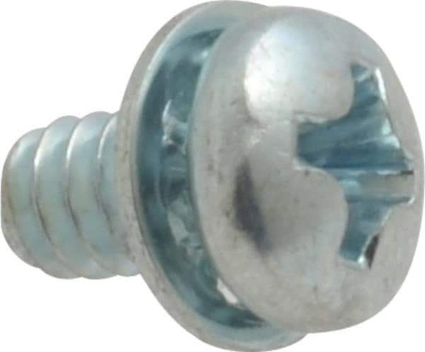 Value Collection - #6-32 UNC, 1/4" Length Under Head Phillips Drive Machine Screw - Pan Head, Grade J82 Steel, Zinc-Plated Finish, Internal Tooth - USA Tool & Supply