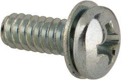 Value Collection - #6-32 UNC, 3/8" Length Under Head Phillips Drive Machine Screw - Pan Head, Grade J82 Steel, Zinc-Plated Finish, Internal Tooth - USA Tool & Supply